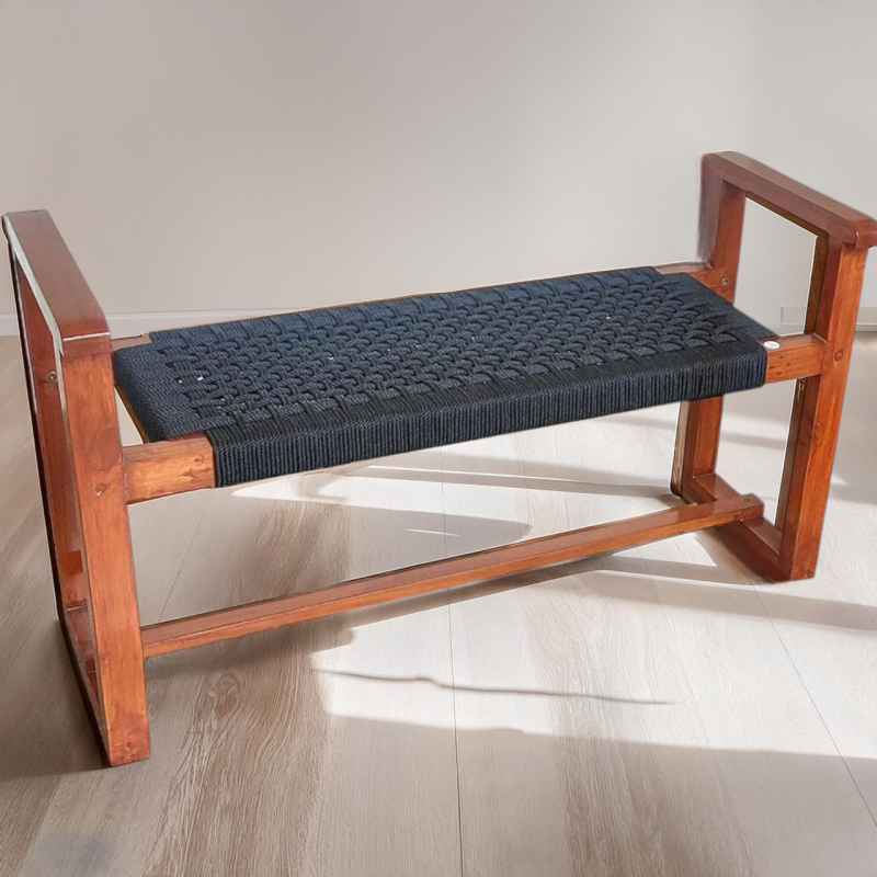 Black Cotton Jute Rope Bench